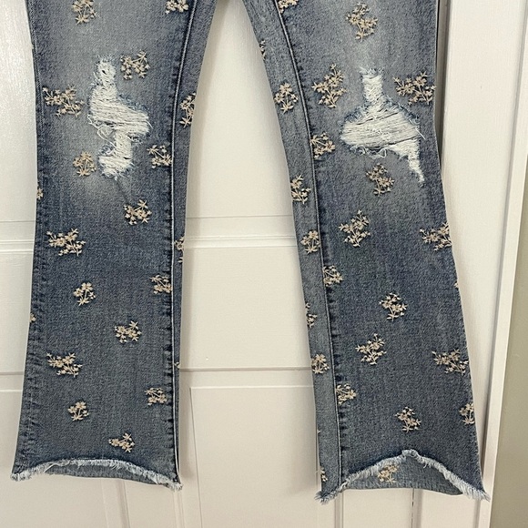 Free People Blue Floral Flare Jeans - Picture 6 of 16